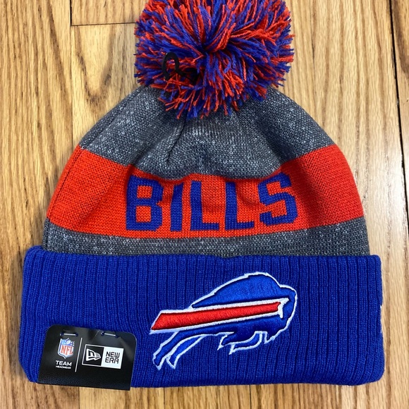 NEW ERA - BUFFALO BILLS - NFL - Sideline -  Red Blue - Bobble - Beanie new - Picture 1 of 5